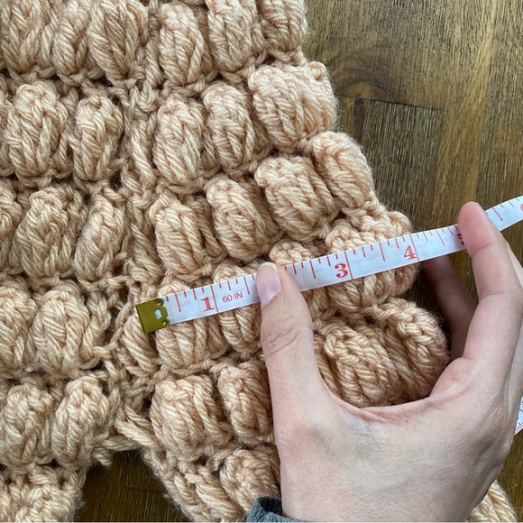 Vintage chunky knit sweater duster coat pale peach bell sleeves XS S - Picture 15 of 15